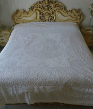 Copriletto in Cotone   con ricamo intaglio e Punto Pieno in Cotone Bianco