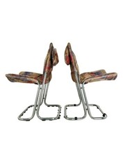 Set 2 sedie sedia Saporiti acciaio tessuto design anni '70 modernariato vintage 