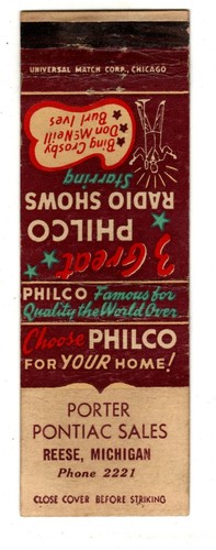 Philco radio shows fiammifero - philco,