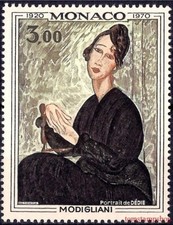 Monaco 1970 Modigliani pittore scultore quadro arte donna ritratto 1v MNH