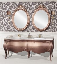 MOBILE DA BAGNO IN STILE DECO' 197 CM DOPPIO LAVABO IN FINITURA ORO / ORO ROSA