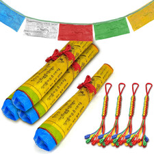 ® 4 Bandiere Tibetane, Bandiere Di Preghiera Tibetane Con 4 Nodi Di Buon Auspici