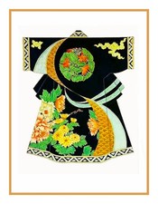 Kimono giapponese nero verde