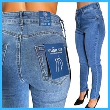 Jeans donna vita alta push up elasticizzati skinny slim fit 42 44 48 50 52 54 S.