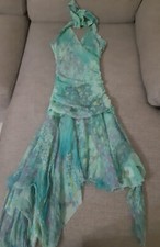 Vestito Estivo Donna Tulle Elasticizzato Fantasia Turchese Verde OMAI TG.42/44 