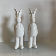 PROMO - Set 2 pezzi Coppia Sculture Coniglio Bianco Pasqua