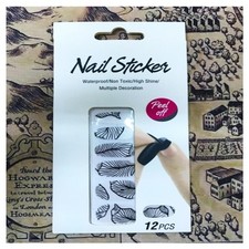NAIL ART STICKERS FOGLIE NERO