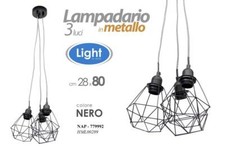 LAMPADARIO METALLO NERO 3 LUCI