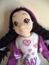 Bambola Trudi vintage capelli neri di lana vestito scarpe originali morbida 37cm