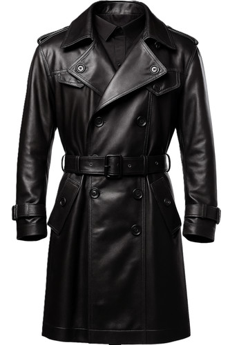 Trench coat uomo lungo nero - , in