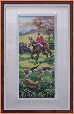 pannello scena caccia punto croce vecchiabella cornice 