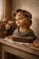 Antico Busto Gesso Dipinto