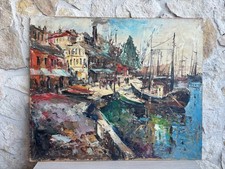 Quadro -Barche Al Porto- Luigi Cerqua dipinto a olio