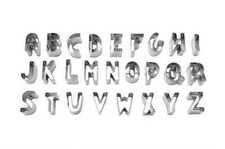 DOLCETTERIA 26 STAMPINI TAGLIABISCOTTI ALFABETO LETTERE PASTA PANE BISCOTTI INOX