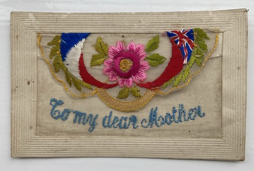 Ww1 embroidered silk postcard - embroidered,