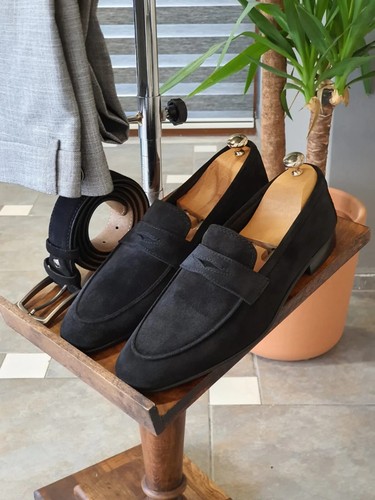 Handmade mens black suede - black,