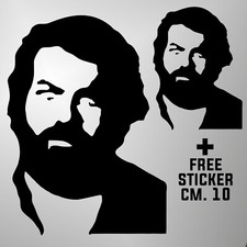 adesivo prespaziato bud spencer pre-spaced sticker decal + 1 FREE STICKER CM. 10