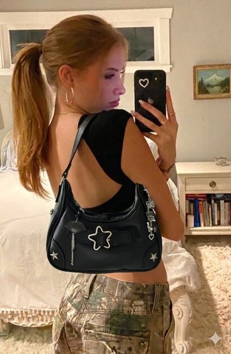 Hobo bag nera stelle mini - bag,