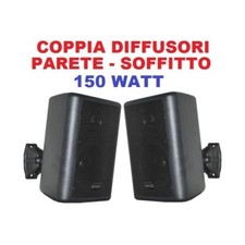 COPPIA DIFFUSORI PARETE MURO CON STAFFE 150W BLACK EDITION NERE casse acustiche