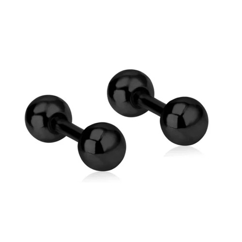 Orecchini perno tondo nero - tondo, 4