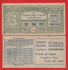 BIGLIETTO GIOCATA AL  LOTTO LOTTERIA CIVITAVECCHIA 27 MAGGIO 1939 XVII