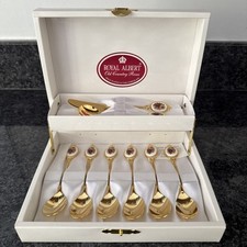 Royal Albert old country roses plated 6 teaspoons, 1 Jam Spoon  boxed  New