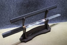 Spada dritta giapponese forgiata a mano 1060 dritta nera opaca Wakizashi Ninjato