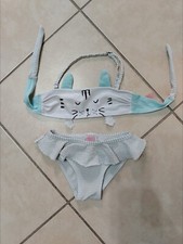 Costume Bikini Bambina 2 pezzi Azzurro Bianco 2 Anni Gatto 