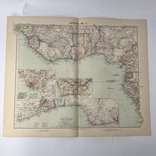 Stampa antica Africa occidentale 1908 Golfo di Guinea Congo Stieler Hand Atlas