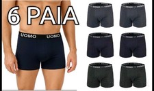 6 BOXER UOMO ELASTICO ESTERNO BLU NERO GRIGIO MUTANDE INTIMO COTONE BIELASTICO