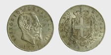 s536_79) Vittorio Emanuele II re d'Italia (1861-1878) Scudo 5 Lire 1877
