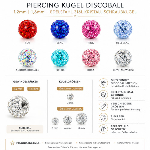 Piercing sfera discoball - 3mm,