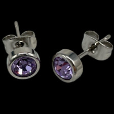 Orecchini Uomo Donna a bottone rotondi Puntoluce brillanti magenta viola firmati