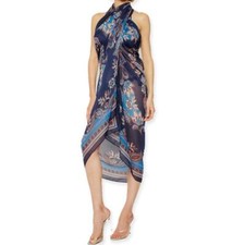 TRIUMPH copricostume RIAD PAISLEY PAREO chiffon leggero FIORITO BLUETTE 180X135c