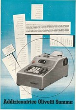 PUBBLICITA' 1940 OLIVETTI ADDIZIONATRICE SUMMA OPERAZIONI FATTORI NUMERI CALCOLO