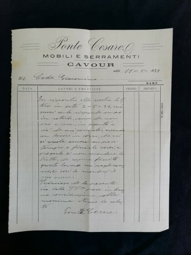 Carta intestata cavour - cavour, ponte