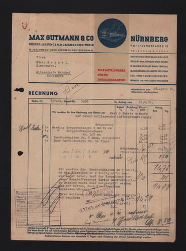 Norimberga fattura 1936 - norimberga,, max