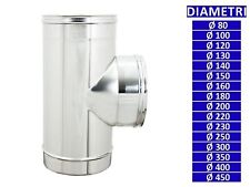 ALLINOX Raccordo TEE 90° Femmina In Acciaio INOX Ispezione Canna Fumaria