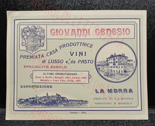 Cartolina Pubblicitaria Vini - Giovanni Genesio La Morra (Cuneo) - Barolo