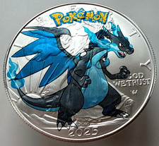 Pokemon Charizard X American Silver Eagle 1 oz .999 edizione limitata moneta dollaro argento