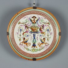 Piatto Antico Maiolica Decoro Policromo Frutta Italia XX Secolo Originale