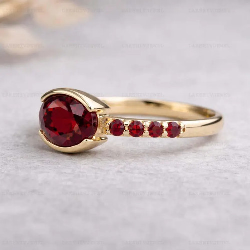 Anello granato lega oro - granato,,