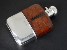 Antica fiaschetta Art Deco argento massiccio Sheffield 1926 di G & J W Hawksley