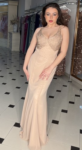 Abito lungo beige - oro, elegante