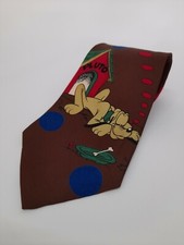 DISNEY MICKEY unlimited cravatta  MULTICOLORE fondo marrone  stampa  pluto A692