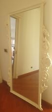 specchio antico grande in stile barocco ridipinto in bianco shabby