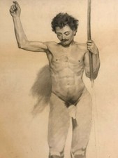 Accademia & Disegno & Nudo Maschile & Uomo & XIX° Secolo & Anonimo