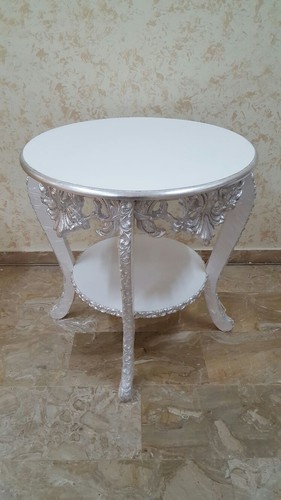 Tavolino tondo legno bianco - bianco, e