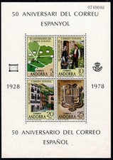 1978 ANDORRA SPAGNOLA 50° ANNIV. CORRIERE POSTALE 1 BF MNH MF133075