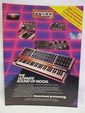 Moog Minimoog Memorymoog Polifonico 1983 Stampa Vintage Pubblicità Sala Musica Uomo Grotta